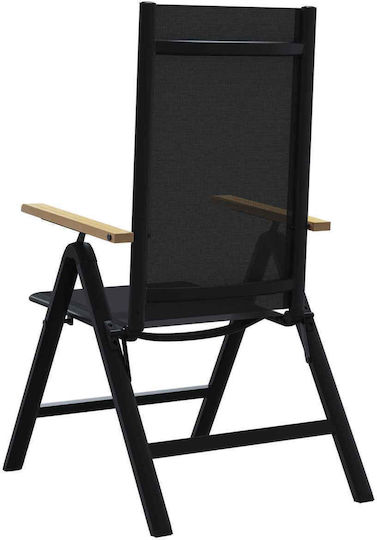 vidaXL Gartenstühle Aluminium Schwarz 2 Stück 58x73x111,5 cm