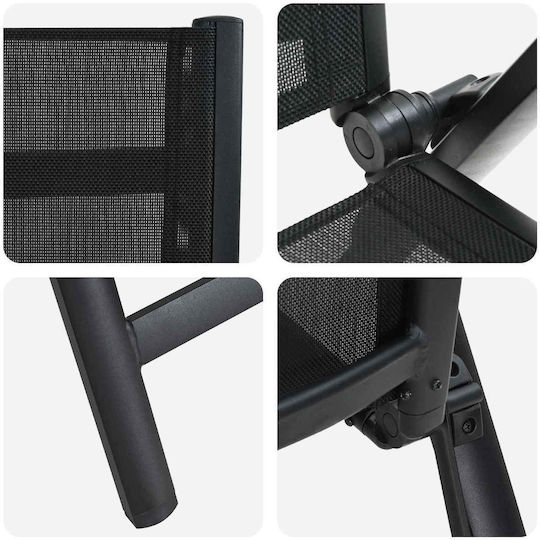 vidaXL Gartenstühle Aluminium Schwarz 2 Stück 58x73x111,5 cm