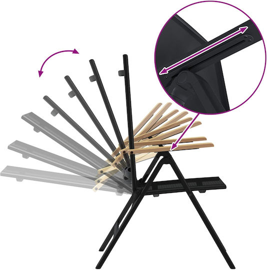 vidaXL Gartenstühle Aluminium Schwarz 2 Stück 58x73x111,5 cm