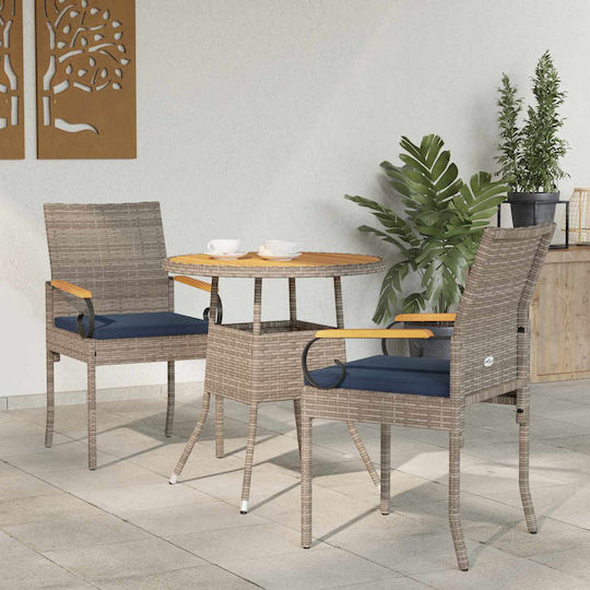 Outdoor Chair Rattan Gray with Cushion 2 Pieces 59.5x50x88cm Outdoor Chair Rattan Gray with Cushion 2 Pieces 59.5x50x88cm