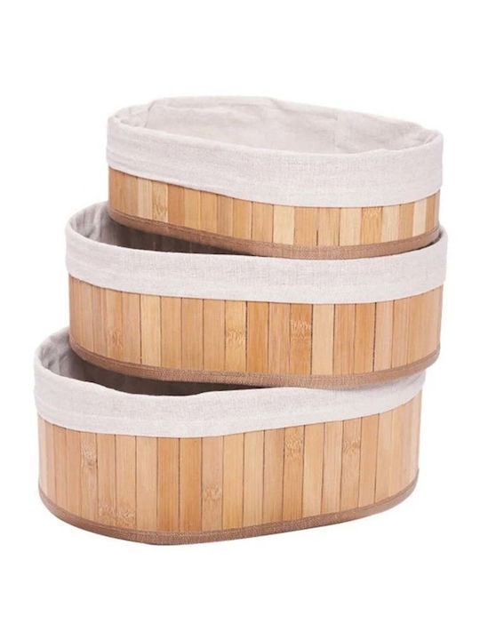 SteweHome Bamboo Brown Storage Basket 22x12cm 3 Pieces