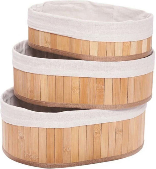 SteweHome Καλάθι Αποθήκευσης Bamboo Καφέ 22x12cm 3τμχ