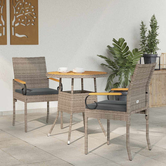 vidaXL Outdoor Chair Rattan Gray with Cushion 2 Pieces 59.5x50x88cm vidaXL Outdoor Chair Rattan Gray with Cushion 2 Pieces 59.5x50x88cm