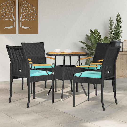Gartenstühle Schwarz Und Türkis 4Stücke 59.5x50x88cm Gartenstühle Schwarz Und Türkis 4Stücke 59.5x50x88cm
