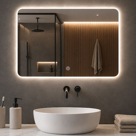 Shally Dogan 02002376 Wandspiegel Rechteckig Weiß & LED Beleuchtung 50x70cm Shally Dogan 02002376 Wandspiegel Rechteckig Weiß & LED Beleuchtung 50x70cm