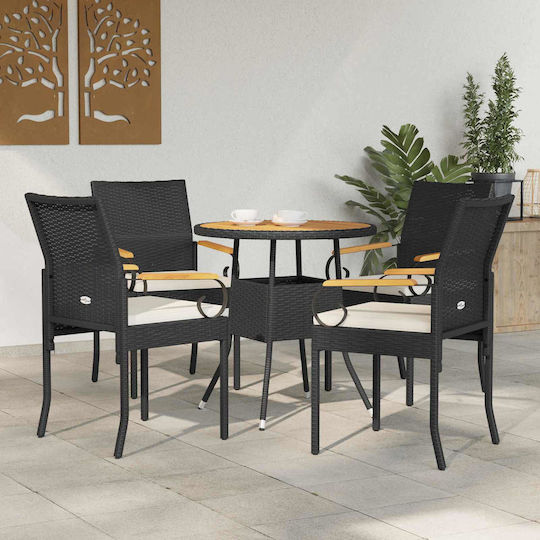 Outdoor Chair Black Set of 4 59.5x50x88cm Outdoor Chair Black Set of 4 59.5x50x88cm