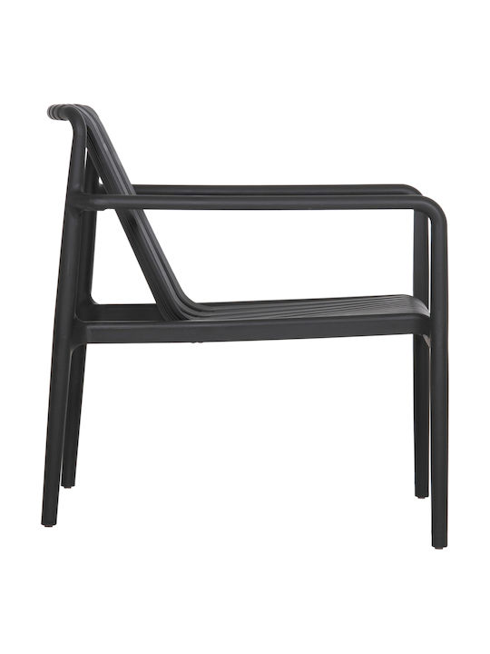 Fotoliu de Exterior din Polipropilenă Lounge Negru 66x77x76cm