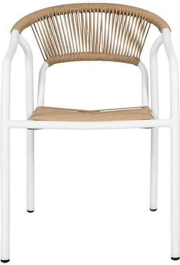Καρέκλα Εξωτερικού Χώρου Rattan Solace Λευκό-φυσικό 56x65x82εκ.