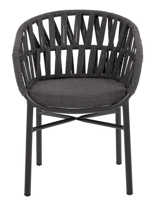 Gartenstühle Außenbereich Aluminium Schwarz 2Stücke 57x56x78cm
