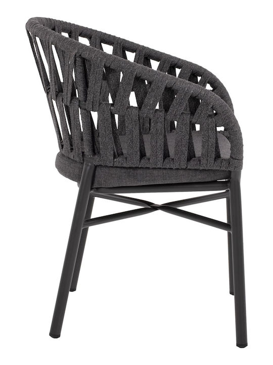 Gartenstühle Außenbereich Aluminium Schwarz 2Stücke 57x56x78cm