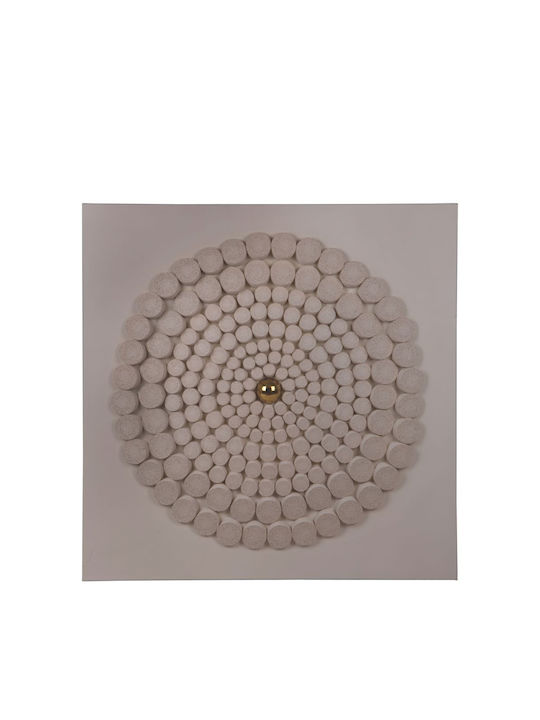 Estheti 812-20123 Canvas Painting Circle Gold Bead Ecru 90x3.5x90cm