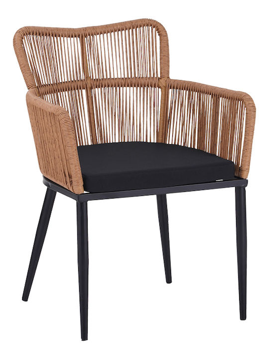 Outdoor-Sessel Rattan Naoki Natural Shade mit Kissen 59x62.5x78εκ.