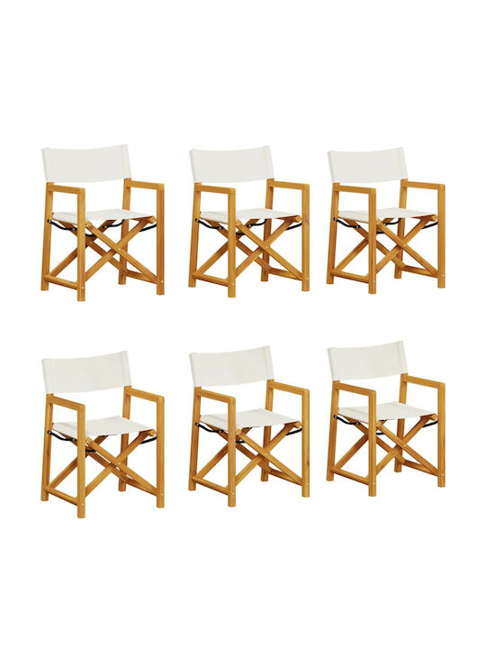 Director's Chair Wooden Cream with Cushion 6pcs 54x53.5x85.5cm