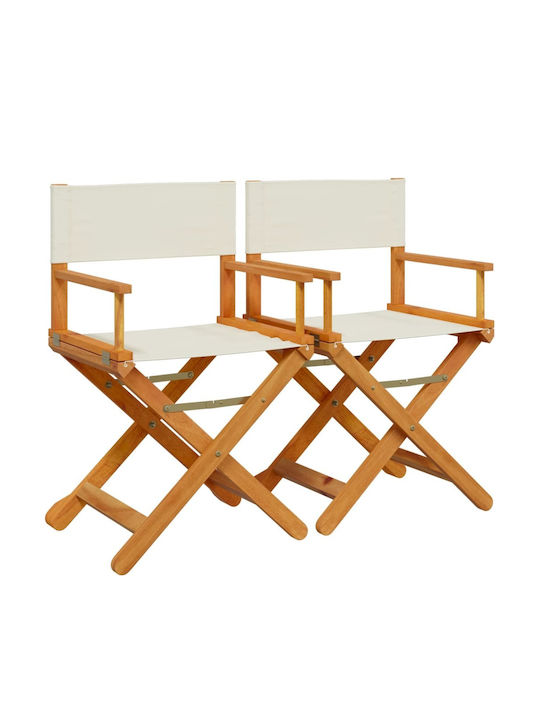 Regiestuhl Hölzernes Cream mit Kissen 2Stück 53x47x90εκ.