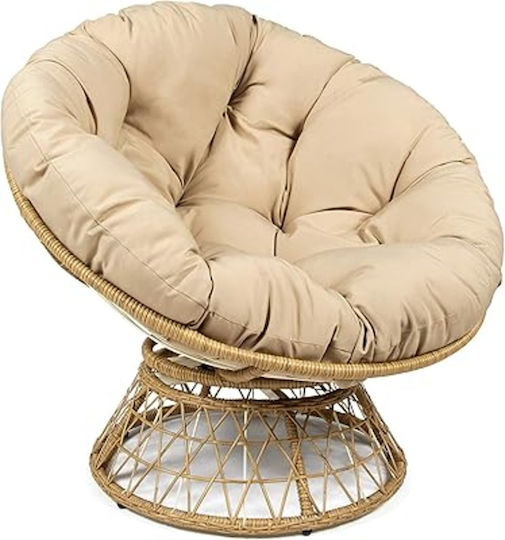 Outdoor Chair Metallic Cecil Brown with Cushion 96x96x88cm