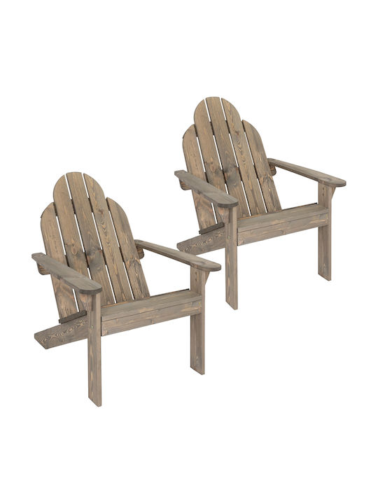 Outdoor-Sessel Hölzernes Braun 2Stück 92.5x69.5x89εκ.