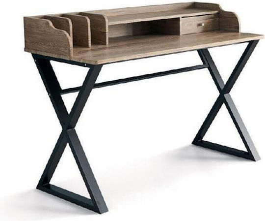 Бюро с надстройка Nextdeco Дървено Кафяво С метални крака 120x60x91см