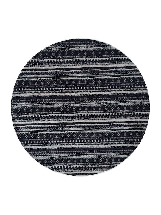 Sdim Round Kitchen Mat Non-Slip Base Universal 088 Ethnik Black Φ100cm