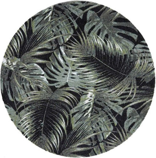 Sdim Round Kitchen Mat Non-Slip Base Universal 985 Palm Leaves Φ100cm