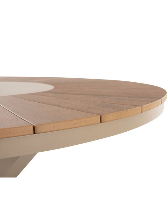 Masă De Exterior Polywood Cu Ramă Din Aluminiu Culoare Șampanie 120x120cm