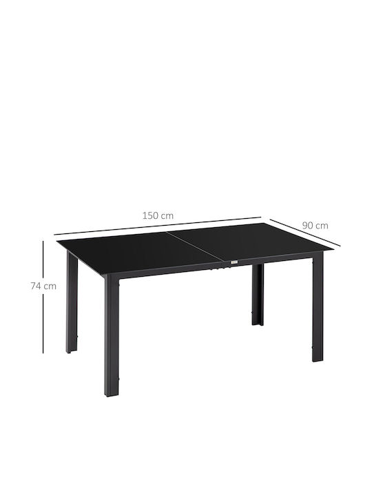 Tisch Stabil Black 150x90cm