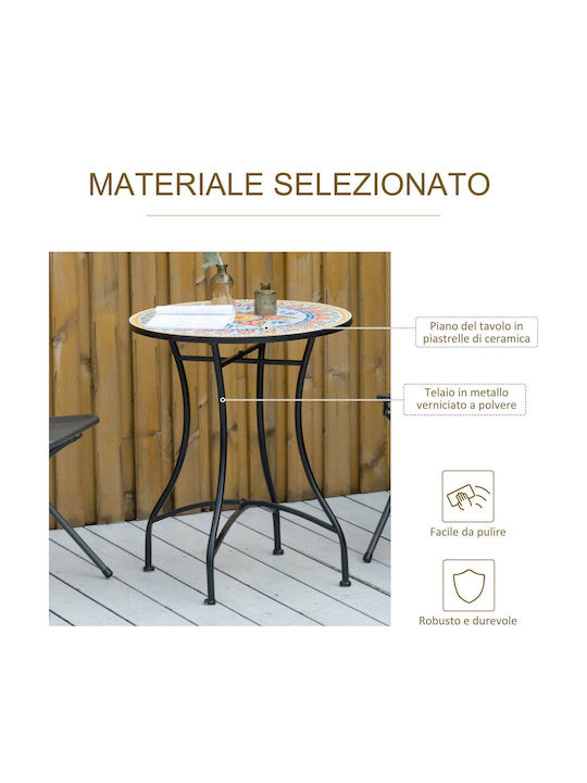 Auxiliary Outdoor Free Standing Metal Table Red+blue+white 60x60xcm