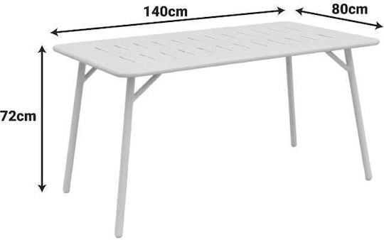 Metall Garten- und Terrassentisch Moraja Terrakotta 140x80x72cm