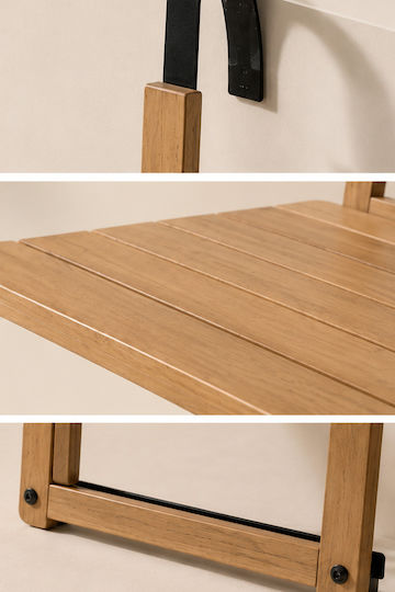 Table for Small Outdoor Spaces Made of Acacia Foldable 40x42x60cm