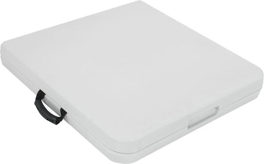 Outdoor Dinner Foldable Table with Polypropylene Surface and Metal Frame White 122x61x74cm MB