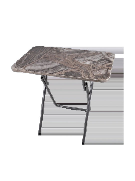 Sidirela Garten- und Terrassentisch Zusammenklappbar Holz mit Metallrahmen Braune Helligkeit 90x60x80cm