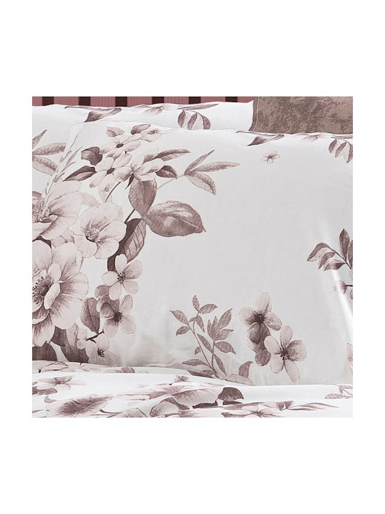 Dimcol Μαξιλαροθήκη με Φάσα White-mocha 50x70εκ.
