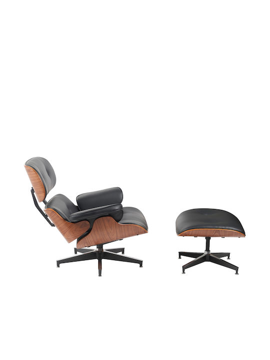 Relax Armchair with Footstool Black/Brown 82x92x78cm