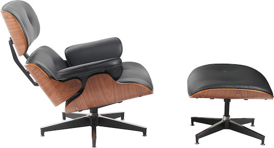 Relax Armchair with Footstool Black/Brown 82x92x78cm