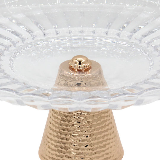 Keskor Glass Gold Cake Stand 32.5x32.5x14cm