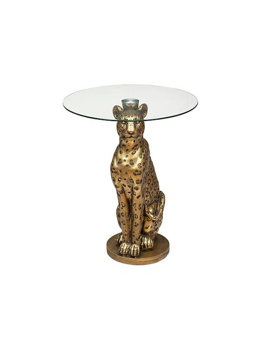 Round Side Table Glass Leopard M40xD40cm