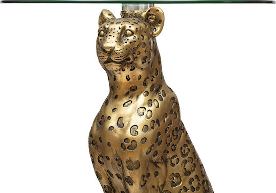 Rundes Beistelltisch Glas Leopard M40xP40xH52cm