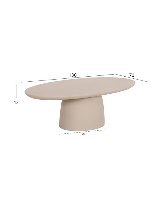 Oval Zentral Kaffeetisch Fiber Beige M130xL70xH40cm