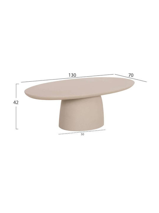 Oval Zentral Kaffeetisch Fiber Beige M130xL70xH40cm