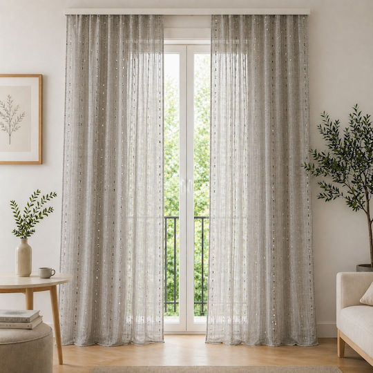 My Home Luxury Window Curtain with Pencil Pleat Greige 270x280cm