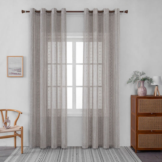 My Home Luxury Κουρτίνα με Τρέσα Μπέζ 270x280εκ.