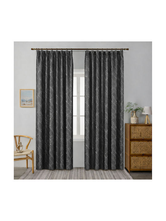 My Home Luxury Curtain with Pencil Pleat Dark Gray 280x270cm