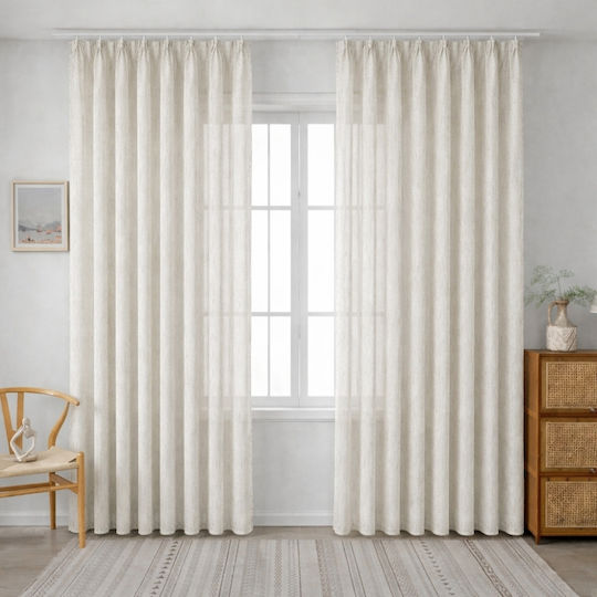 My Home Luxury Window Curtain with Pencil Pleat Ecru 295x270cm
