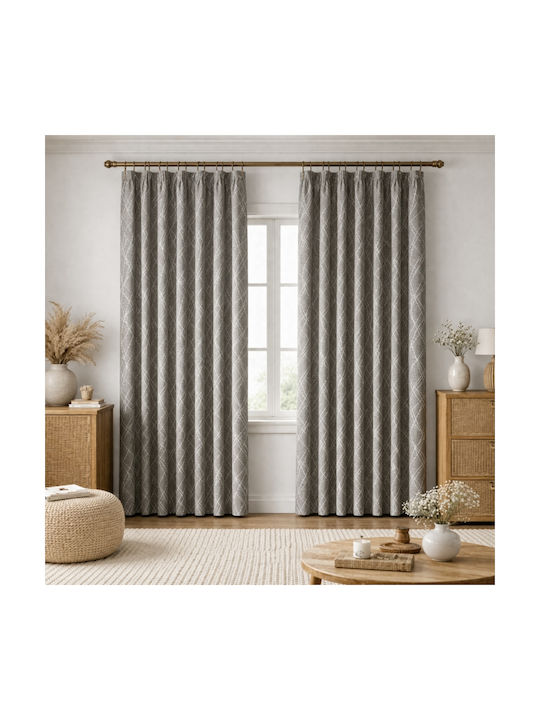 My Home Luxury Curtain with Pencil Pleat Gray 280x270cm