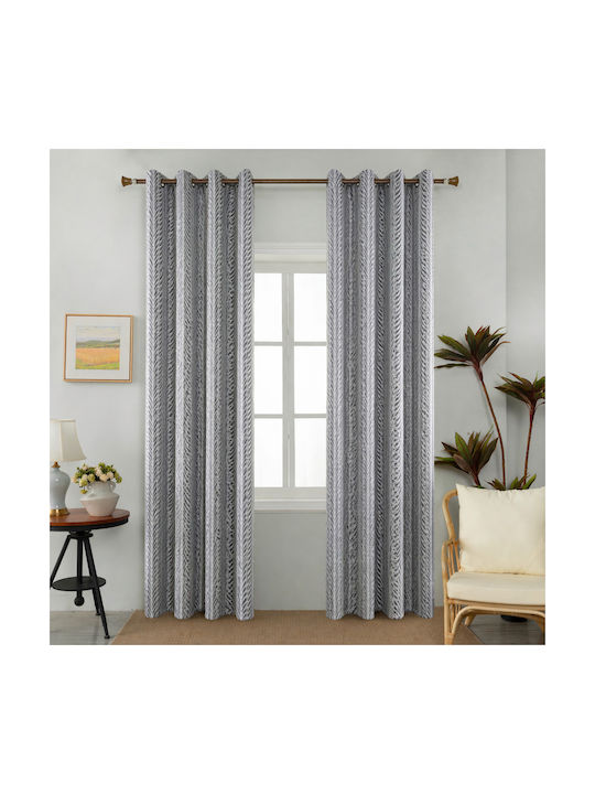 My Home Luxury Curtain With Pencil Pleat Dark Gray 280x270cm