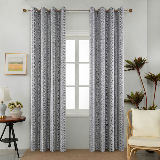My Home Luxury Κουρτίνα με Τρέσα Γκρι Σκούρο 280x270εκ.