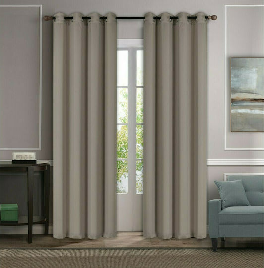 Import Hellas Blackout Curtain with Grommets Beige 140x270cm