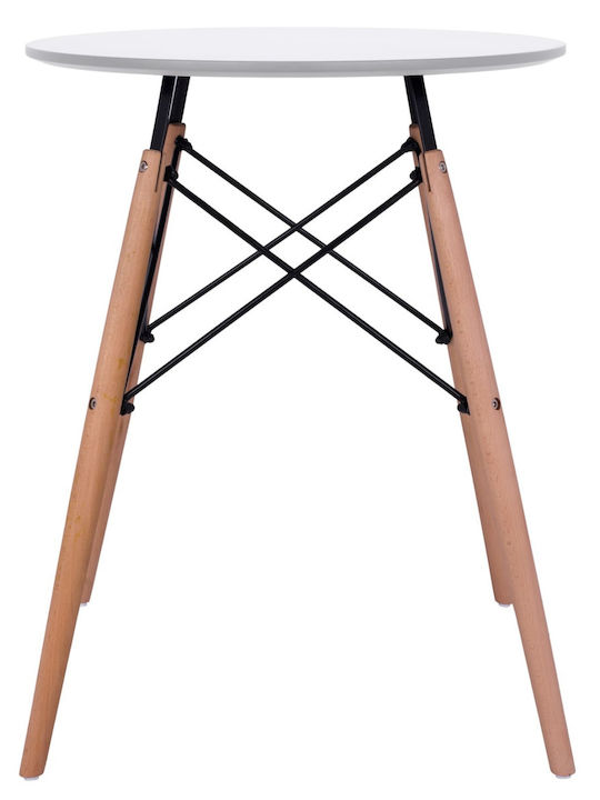 Pesto Round Table Kitchen Wooden with Metal Frame White 60x60x73cm