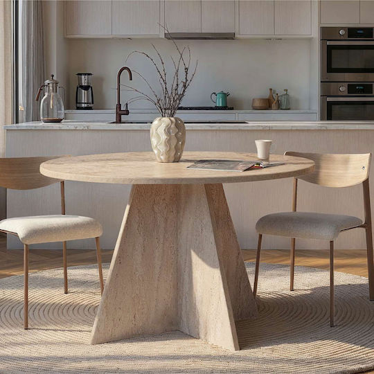 Virela Στρογγυλό Τραπεζαρίας Travertine 120x120x75εκ. Virela Στρογγυλό Τραπεζαρίας Travertine 120x120x75εκ.