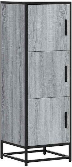 Highboard Wall Cabinet for Living Room made of Wood and Metal Grey 35.5x35x106.5cm