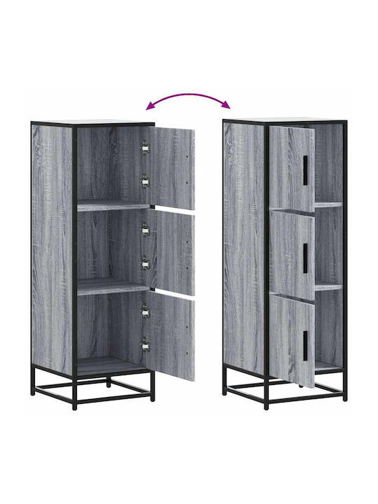 Hochschrank Wandnischenschrank Wohnzimmer aus Holz & Metall Grau 35.5x35x106.5cm